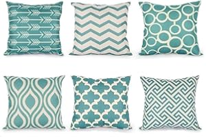 TIDWIACE Juego de 6 Vert Hogar Algodón Lino Funda de Cojine 45x45 cm - Throw Cojín Decoración Almohada Caso de la Cubierta Decorativo para Sala de Estar sofás