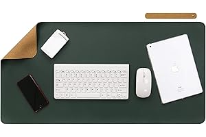 Olrla Tapis de bureau double face en liège naturel et cuir 80x40cm, grand tapis de souris, tapis de bureau, buvard de bureau, tapis de bureau pour ordinateur portable