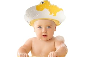 FUNUPUP Cappello Doccia Bambini, Visiera Doccia Bambini Cuffia Doccia Bambina Regolabile in Morbido Silicone(Giallo)