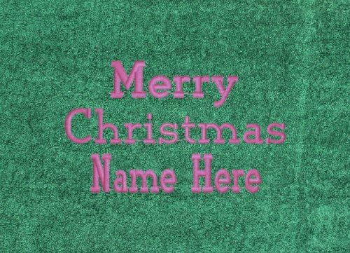 PERSONALISED EMBROIDERED CHRISTMAS GREEN GOLF TOWEL GT51 WITH ATTACHING HOOK