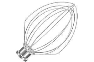 WISELET Fouet en acier inoxydable K5A pour mixeur KitchenAid de 5 litres, fouet à 6 fils compatible avec K4/5, K5SS, KSM5, KG25, KF26, KP50, KSM6573, KSM6521, très résistant, en acier inoxydable 18/8, passe