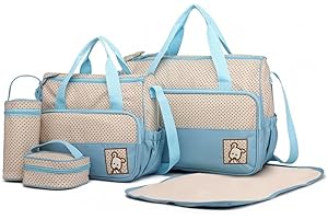 just4baby Wickeltaschen-Set, 5-teilig, Hellblau