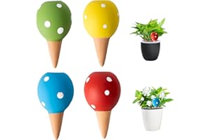 Obelunrp Self-Watering Spikes, 4pcs 70ml Mushroom Shaped Plant Watering Globe, Ceramics Ball Plant Watering Bulbs, Self Watering Planter Insert for Plant Watering Device