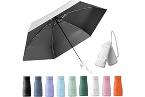 Wydexint Kleiner Regenschirm, portable folding umbrella, mini reise regenschirm, leichter Reiseschirm, taschenschirm, UV-faltbar mit Kapselbox, reisewasser- und winddicht für Männer und Frauen