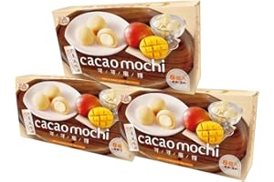 STARRY MART Royal Family Cacao Mochi Japanese Style Daifuku Sweet Rice Cake Desserts Snacks (8 Pieces) 80g - Mango (Pack of 3)