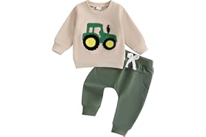 PANLIDAPAN Baby Boy Fall Clothes Toddler Outfits Tractor Embroidery Sweatshirt Jumpers Tops Jogger Pants Trousers Set 2Pcs Winter Tracksuit