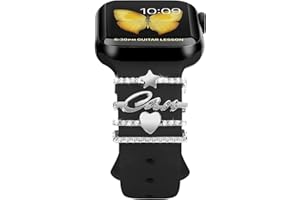 HotHome Dekorative-Rings-Loops Kompatibel mit Silikon Apple Watch Armband Damen Glänzend Zubehör Charms für Smartwatch Uhrenarmband Schmuck Uhrband Charms