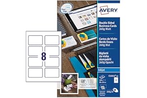 Avery C32015-10 koperta, 80 wizytówek, gładka krawędź 260 g/m2, matowa, 85 x 54 mm