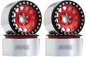 INJORA 4PCS RC 2,2 Cerchioni Metallo Beadlock Wheel Rim per RC Rock Crawler Axial SCX10 RR10 Wraith 90048 90018 Traxxas TRX4 (Rosso)