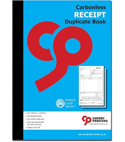 Pukka Pad Quittungsblöcke, 2 Durchschläge, kohlefreies Durchschreibepapier, Rechnung Buch 137 x 203 mm, 5 Stück