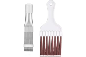 LA NAGO 3 Pezzi Pulizia Professionale Asciugatrice - Spazzola Setola Naturale + Pettine Acciaio per Condensatori, Griglie e Lamelle (Adatto anche a Frigorifero/Aria Condizionato)