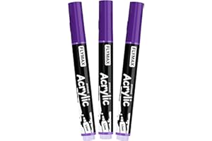 FLYMAX Pennarelli Paint Marker Viola 2,5 mm – Pennarelli Permanenti Viola Acrilici Marker Permanent Pen Acrylic, Media, Indelebili, Asciugatura rapida (confezione da 3)
