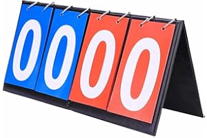 ULWSY Tabellone segnapunti, Flipper da Tavolo Sportivo Pieghevole a 4 cifre per Basket Indoor Outdoor Football Baseball, Blu e Rosso