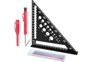 FLEXIVER Zimmermannswinkel, Multifunktional Zimmererwinkel Metrisch Metall Aluminium mit Lineal Anschlagwinkel Streichmaß Winkelmesser 45 90 Grad für Holzbearbeitung, Heimwerken, Handwerk