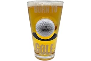 solo-pro master your game Golf Gifts for Men, Pint Beer Glass with Real Golf Ball Embedded, Unique Birthday Golf Gift 'The Golf Father' (Born to Golf)
