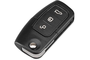 Kelay 3 Buttons Car Key Cover Flip Folding Replacement For F-o-r-d Focus Fiesta C-Max S-Max Kuga Mondeo MK4 Galaxy Remote Key (Uncut Blade, 1Pcs)