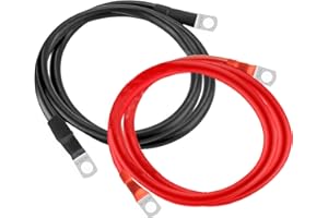 Idota Batteriekabel 35mm²/2AWG 50cm Batterie Kabel 12V Auto Batterie Verbindungskabel mit M8 Ring Klemmen für Autos Motorräder Solar Caravans Marine