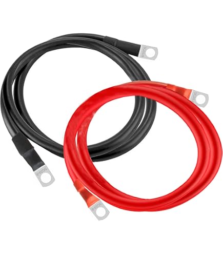 Set Cavi Per Batteria 4 AWG | Rosso E Nero | 100% Rame Flessibile | Con Capicorda Termorestringenti | 0,9 M