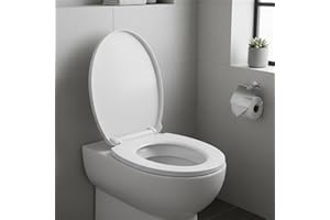UR CHOICE Soft Close Toilet Seat, White Oval Quick Release Lid 440 x 350 mm, Easy Fit Antibacterial Polypropylene, Durable Scratch Resistant Universal Seat for Standard UK Toilets