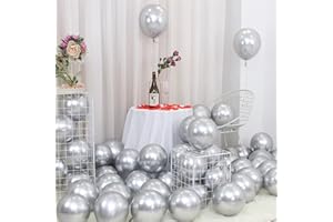 DOJoykey 20pcs Silver Metallic Balloons, 12 Inch Shiny Silver Latex Balloons for Birthday Wedding Engagement Baby Shower Party Decoration