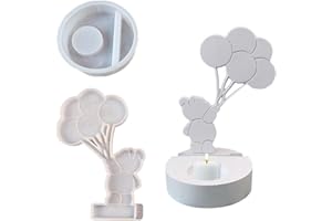 Tcdwla 2 Pezzi Stampi Per Gesso,Stampi In Silicone Per Gesso,Stampi Per Candele,Stampo Per Candeliere Per Aromaterapia, Palloncino a Forma Di Orso Regalo DIY Adatto Per Natale, Compleanno