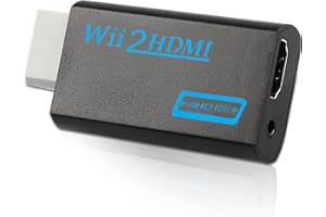 Xahpower Convertisseur Wii vers HDMI, Adaptateur Wii HDMI 1080P Full HD avec Prise Audio 3,5 mm et Sortie HDMI Compatible avec Nintendo Wii, Wii U, HDTV (Black)