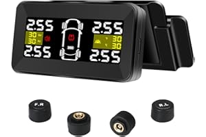Vtopek TPMS Sistema Di Monitoraggio Della Pressione Dei Pneumatici 3,5" Grande Schermo 0,01 Bar Alta Precisione Staccabile Solare Wireless TPMS per Auto Camper Visualizzazione in Tempo Reale
