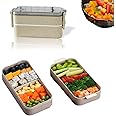 SJ TRADERS Bento Lunch Box with Spoon, Fork and Chopsticks, Leak Proof Reusable Meal Prep Storage Containers Salad Lunchbox for Adults and Children (Double Layer)
