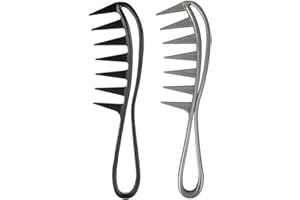 Jamila Sharkcomb Set x2 Pettine Denti Larghi da Squalo Vintage leggero Ricci Comb Saloni Domestico Varie Acconciature Onde Ondulati Parrucche Barbiere Salone Donna Uomo Afro Tutti i Tipi di Capelli