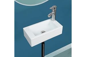 Litet badrum handfat väggmonterad badrumshandfat, ingen borrning installation självhäftande handfat 30 x 18 cm med 3,5 cm kranhål, mini plast handfat för hem, sovsal, husbilar