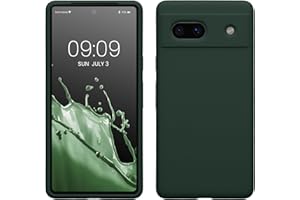 kwmobile Etui kompatybilne z Google Pixel 7a, silikonowe etui na telefon komórkowy, miękka powierzchnia, bezprzewodowe ładowanie, zielony mech