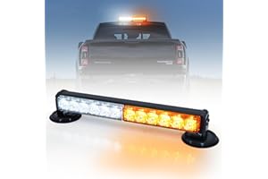 Dinfu 12 pouces Gyrophare LED Sans Fil Rechargeable orange + blanc LED d'avertissement batterie barre lumineuse Avec 14 modes de flash stroboscopique + chargeur pour voiture tracteur auto