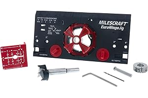 Milescraft 1342 Euro Przyrząd do zawiasów – ukryty przyrząd do zawiasów, prowadnica wiertnicza do szafek oprawionych i bezramowych. Metalowa prowadnica wiertła zapewnia idealne otwory na zawiasy. W