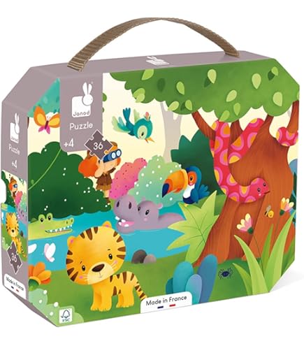 Janod - Rocket Puzzle - 54-Piece FSC Cardboard Puzzle - Develops Patience And Concentration - Made In France - Children's Puzzle For Ages 5 , J02545