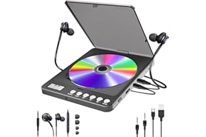 CHENFEC Tragbarer CD Player mit Bluetooth 2000 mAh Akku, CD Player Discman mit Lautsprecher Doppelte 3.5mm Kopfhörern Buchse Walkman Geschenke für Kinder, Papa, Mama und Familie