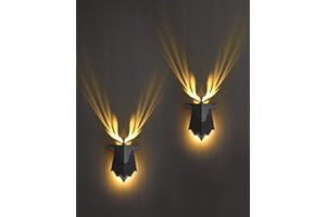 Fuloon Set of 2 Deer Shadow Wall Lamp with Remote Control, 1800mAh Rechargeable Battery Operated Wall Sconces, 3 Levels of Brightness Adjustable, 3 Timing Functions, Suitable for Bedroom,Corridor