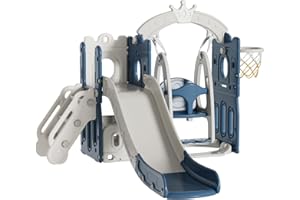 Nine point nine Toboggan, Toboggan Exterieur Enfant, Toboggan Interieur Enfant, Toboggan Balancoire, Toboggan Bebe Centre d'activités d'équipement de Jeu Extérieur et Intérieur (Tower-Blue Grey)