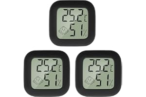 PAIRIER Room Thermometer Indoor,Mini Digital Thermometer Room Temperature Monitor,Temperature Humidity Meter Gauge for Greenhouse Home Office 3 Pack Black