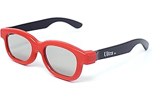 ULTRABYEASYPEASYSTORE Ultra 2 Red and Black Childrens Passive 3D Glasses Kids for Use with all Passive TVs Cinema Projectors and RealD Films Movies Circular Polarised 3D Glasses Passive Kids Movies Cinema 3D Glasses