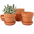 Oairse 4PCS Terracotta Plant Pots 13x13cm Mini Clay Pot with Drainage and Saucers for Tiny Plant Cactus Small Succulent Pot Nursery Planter for Outdoor Indoor Plants Garden Decoration