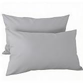 H HANSEL HOME Set of 2 Pillowcases with Zip &ndash; Pillow Protector 100% Microfiber Breathable and Soft &ndash; 70 x 45 cm, Light Grey