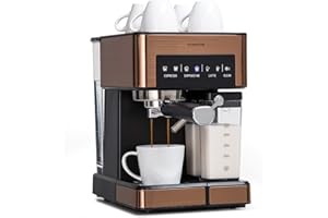 KLARSTEIN Petite Cafetière Electrique avec Mousseur de Lait, Cafetières, Machines à Café Expresso 20 Bar, en Acier Inoxydable 1350W pour Café Moulu, Qualite Barista