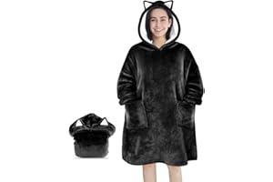 FBSPORT Felpa Coperta Uomo Donna Taglia Unica Felpe con Cappuccio Oversize Blanket Hoodie Sherpa Fleece Coperta con Cappuccio Morbido Caldo Reversibile Gigante Coperta con Tasca Gigante, per Adulti Bambini
