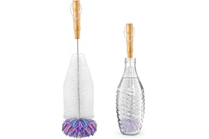 YUENX Brosse à Bouteilles pour Bouteilles Brosse à Bouteille avec Tête en Laine pour Bouteilles en Verre, Thermos et Tasses Nettoyage Doux et Efficace sans Rayures