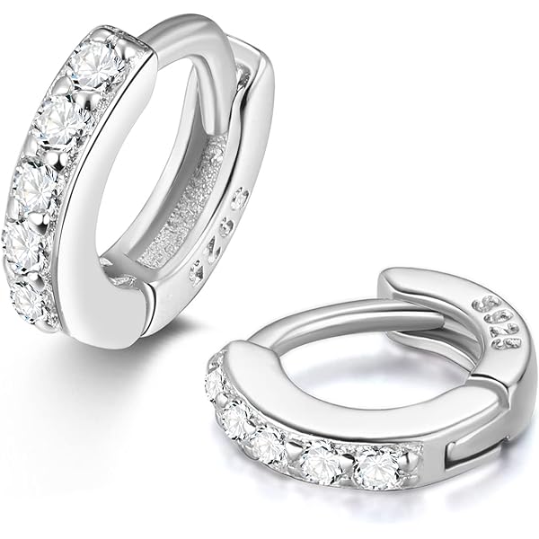 LIHELEI zilveren oorringen voor dames, S925 sterling zilveren oorringen met AAA-zirconia, hypoallergene kleine slapende oorringen voor verjaardagscadeaus-2/3/4 paar zilver/goud/roségoud (2 paar zilver