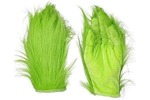 SHIFANQI Green Furry Monster Gloves - Funny Green Halloween Christmas Hand Gloves - Santa Costume Cosplay Props Accessories for Adults