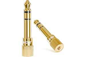 VCE HQ Audio Klinken Adapter 6,35mm Stecker auf 3,5mm Klinke Buchse Stereo Kopfhörer Adapter Vergoldet für Keyboard, Lautsprecher, Gitarre, Klavier, 2 Stück