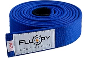 FLUORY BJJ Belt, Brazilian Jiu Jitsu Belts with Color White, Purple, Blue, Brown, Black for Size A0, A1, A2, A3, A4.