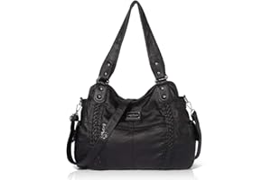 Angel Barcelo Hobo Fashion Handbags Women Spacious Shoulder Bags Washed Leather Shoulder Bag