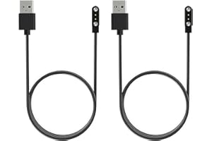 AHRLIC 2 Pcs Smart Watch Charger 2 Pin Magnetic, Universal Compatibility with Amazfit, Xiaomi and Other Watches With 4mm Pin Spacing, Smartwatch Charger Magnetic 2 Pin 4mm